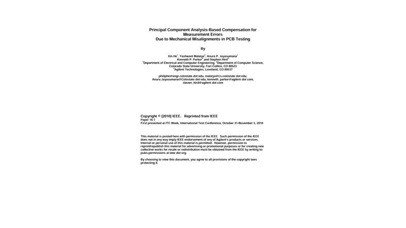 Principal Component Analysis-Based Compensation for Measurement Errors Due to Mechanical Misalignment in PCB Testing